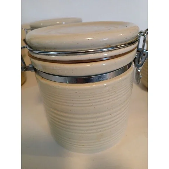 VTG-3 Cracker Barrel Country Apple Canister Set Metal Closure With Candel Holder